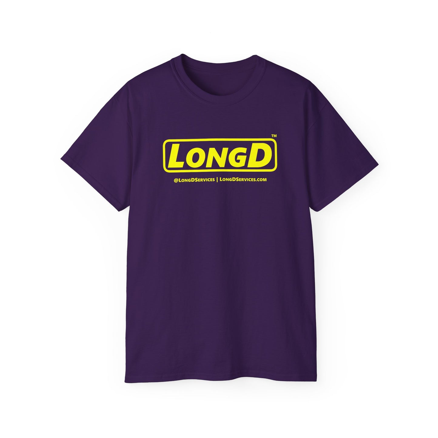 LongD® Logo Cotton Tee (Mardi Gras colored shirts with yellow text)