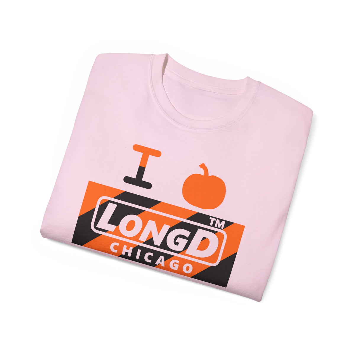 I pumpkin LongD Chicago negative diagonal 6-striped logo cotton tee
