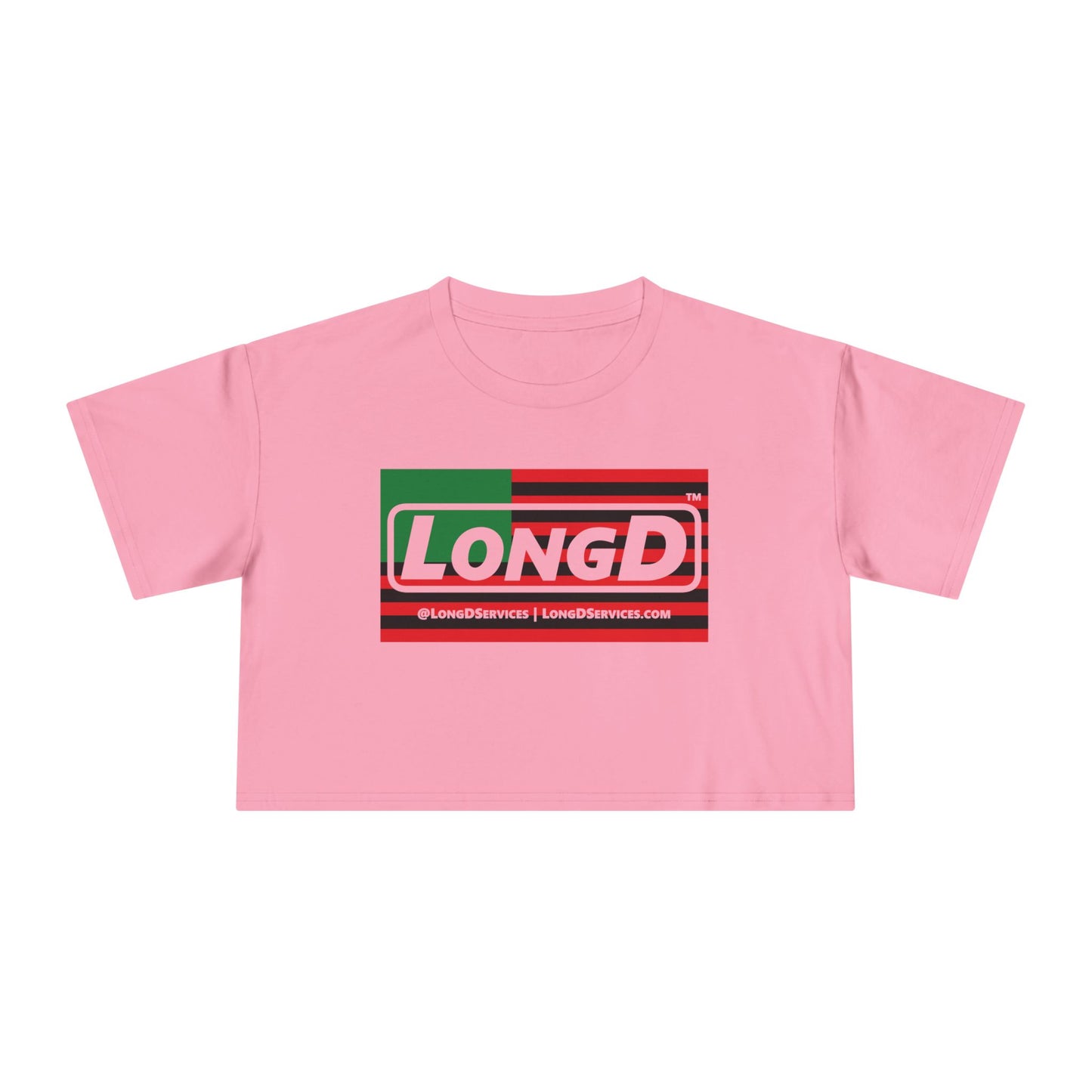 LongD Logo Women's Crop Tee (Juneteenth negative flag logo)