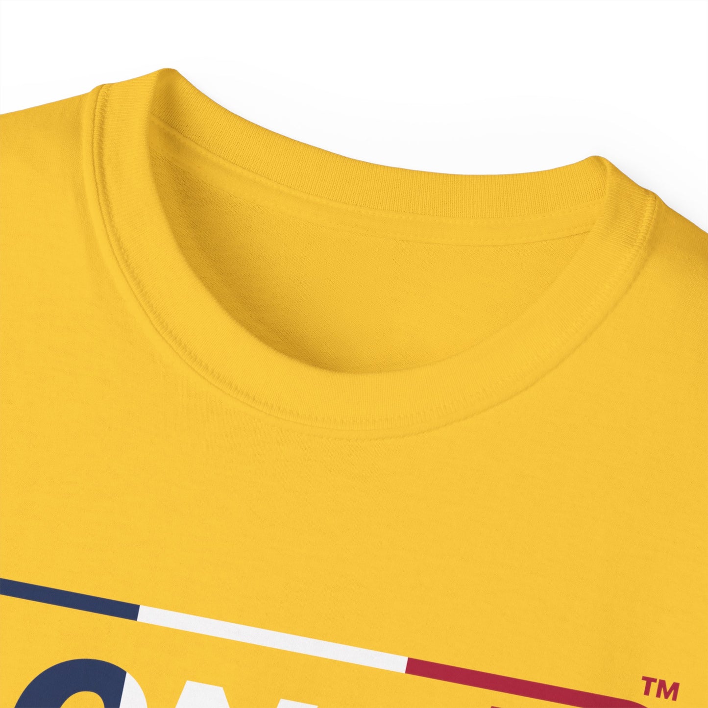 LongD® Logo Cotton Tee Blue, White and Red positive thirds text