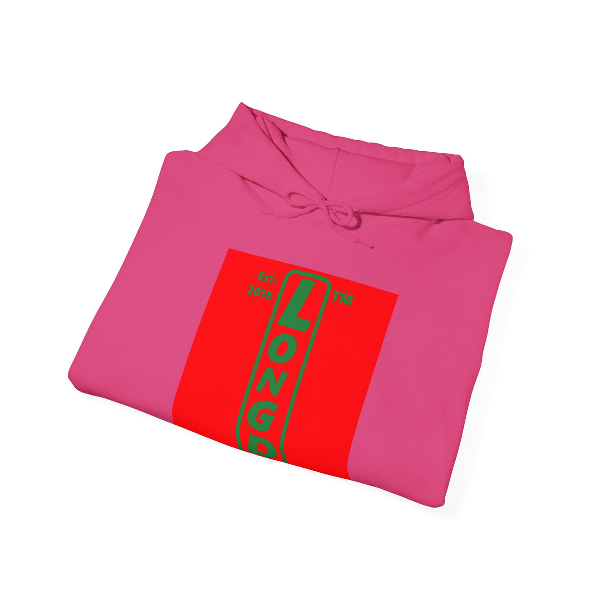 LongD Chicago upright logo positive green on negative red (Xmas colors) hoodie