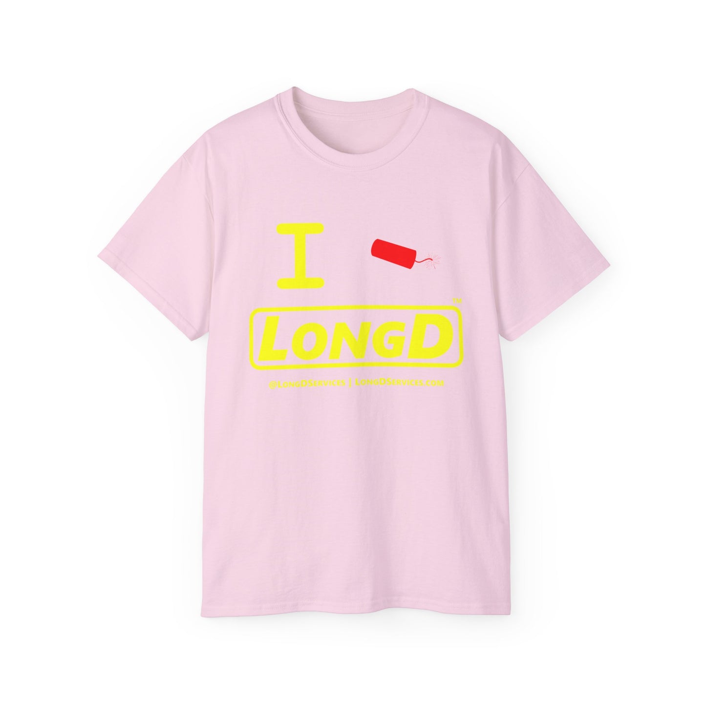 I Firecracker LongD® Reverse Logo Cotton Tee Red firecracker (no blue or white)