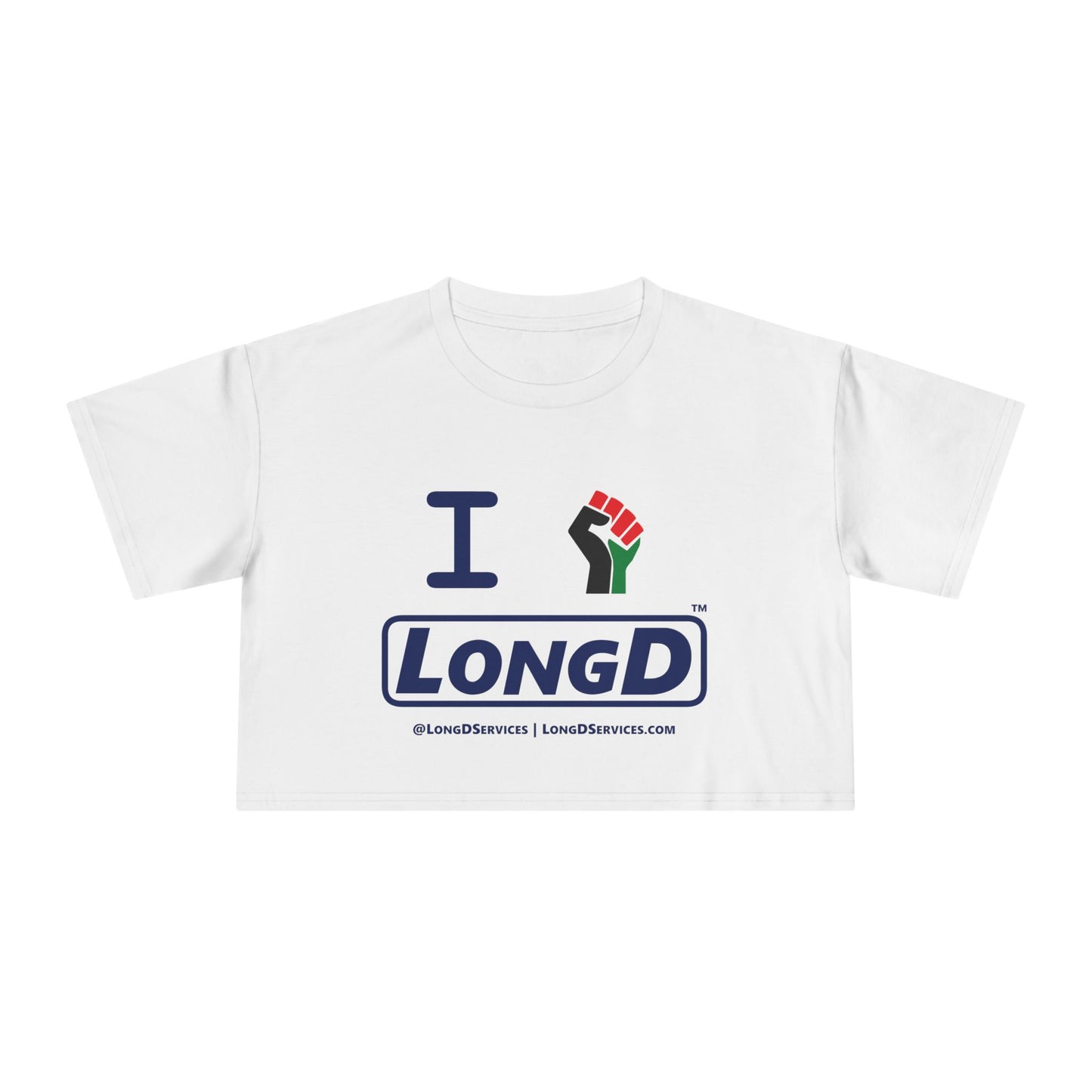 I Fist LongD Logo Women's Crop Tee (Juneteenth multicolored fist and official logo)