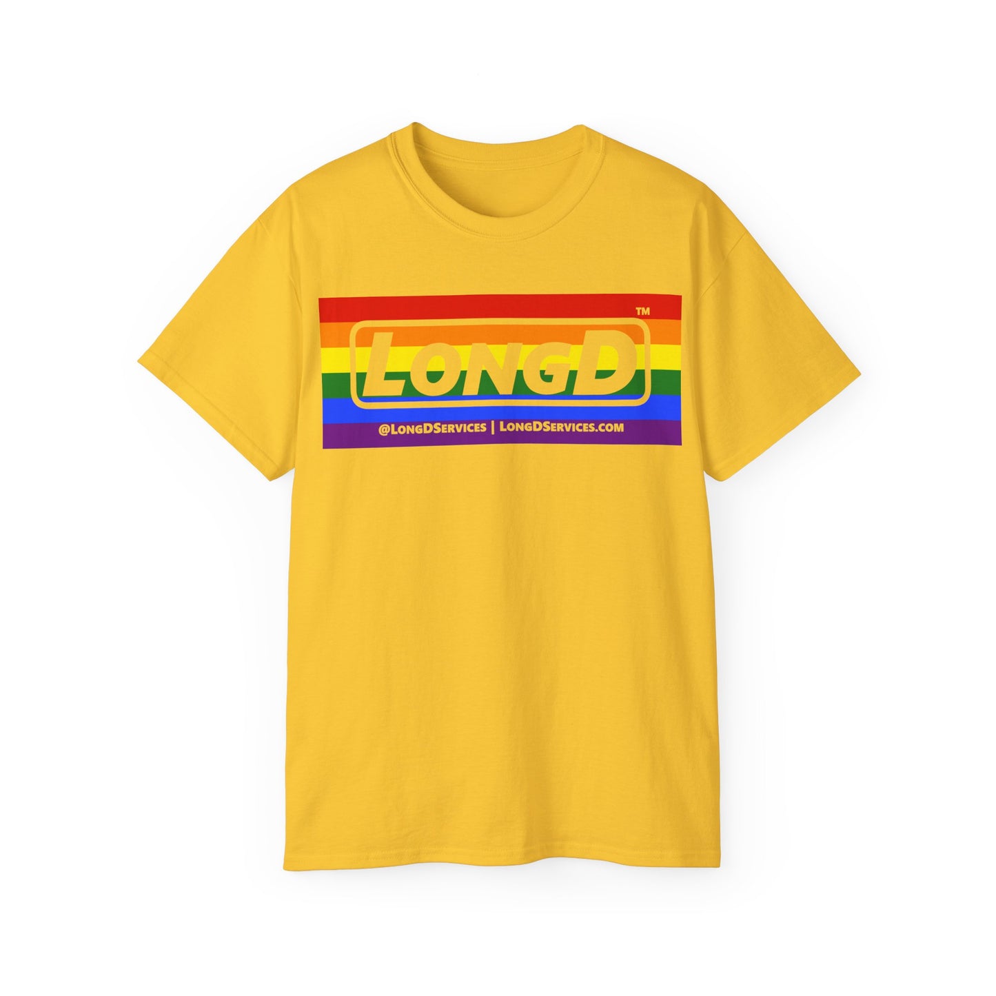 LongD® Logo Cotton Tee Pride striped negative text