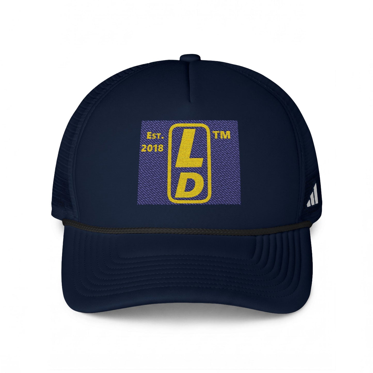adidas reverse official upright initials logo trucker cap