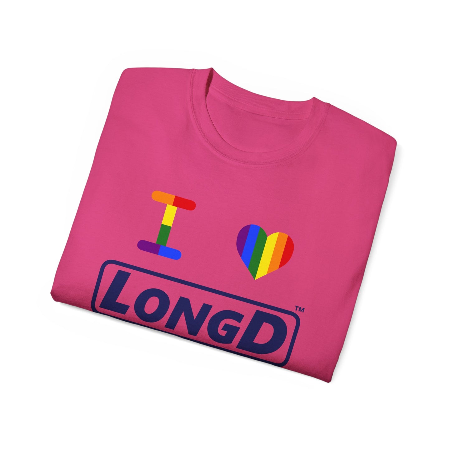 I Luv LongD® Official Logo Cotton Tee Pride rainbow heart and positive text logo