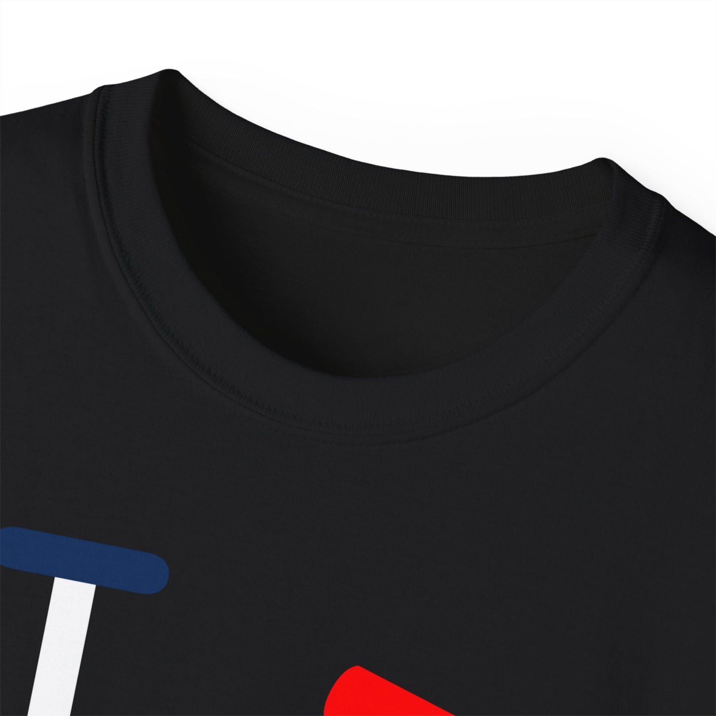 I Firecracker LongD® Logo Cotton Tee Red, White and Blue negative quarters text