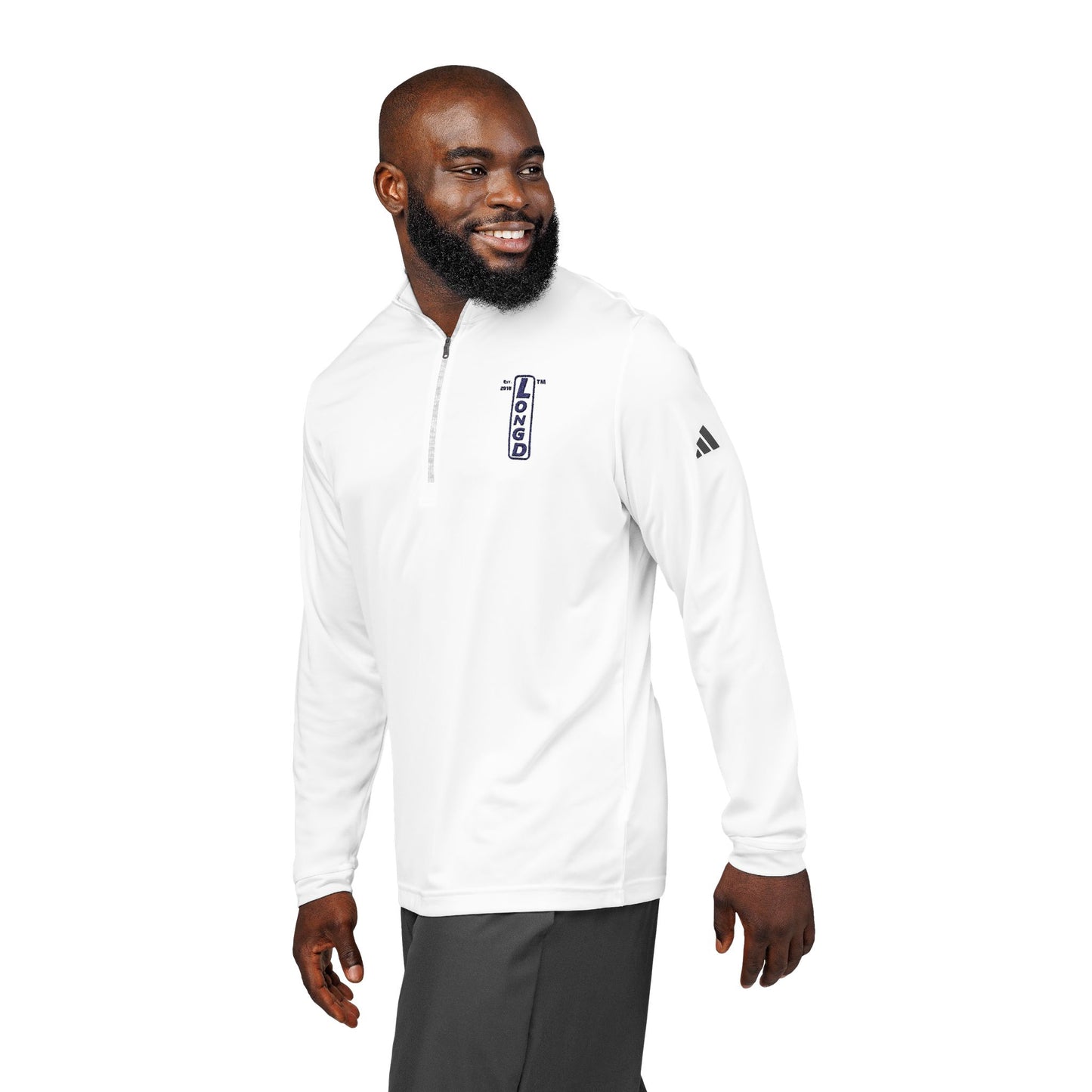 Embroidered adidas® Quarter-Zip pullover official basic logo upright