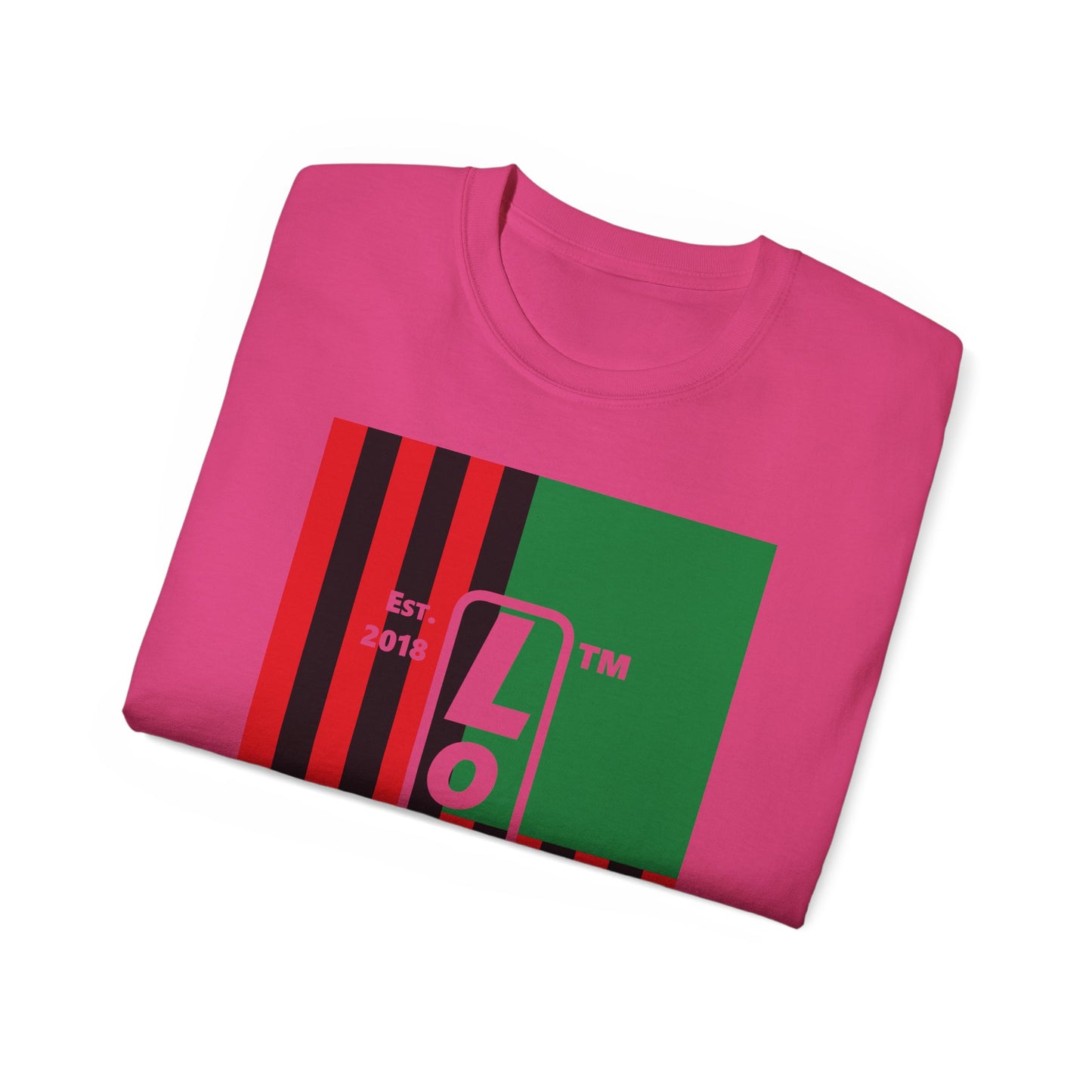 LongD Cotton Tee negative flag Hyde Park upright logo (Juneteenth colors)