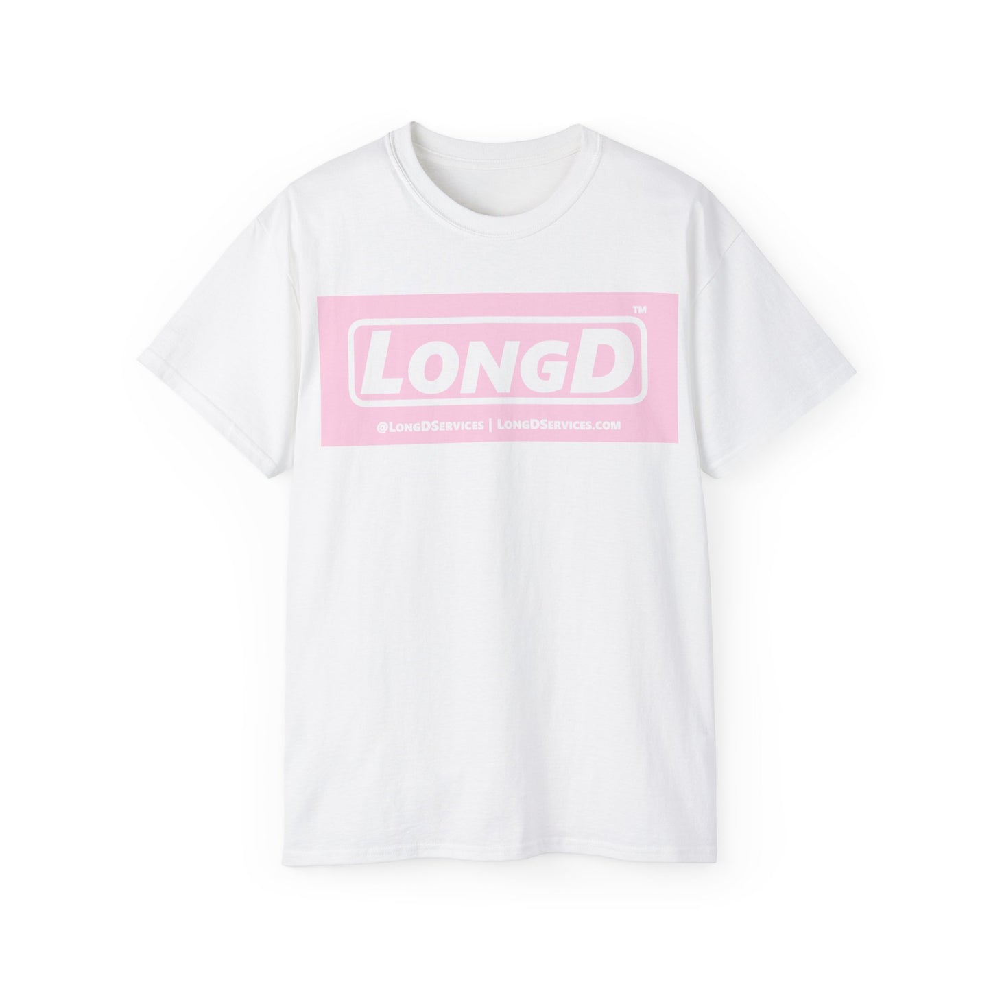 LongD® Logo Cotton Tee (Easter pastel pink negative text)