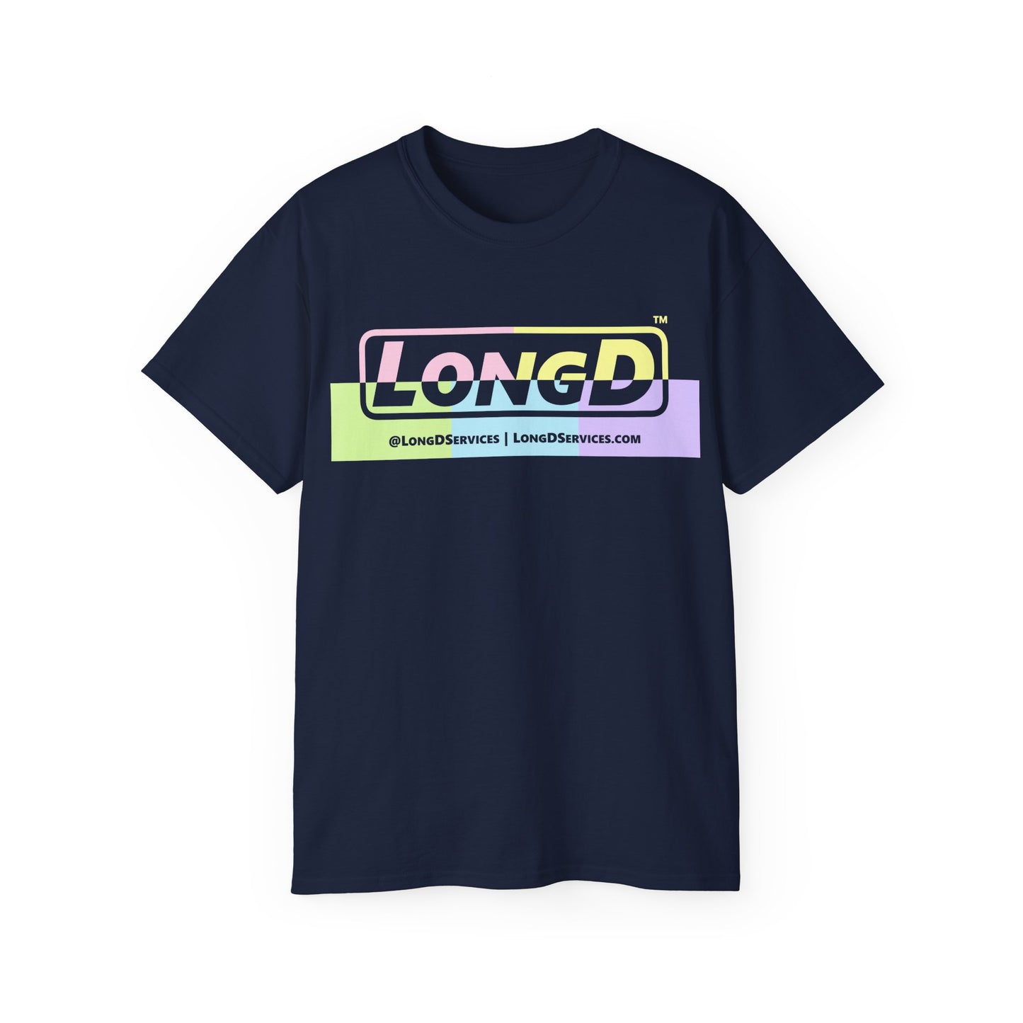 LongD® Logo Cotton Tee (Easter pastel variety in positive top text and negative bottom text)
