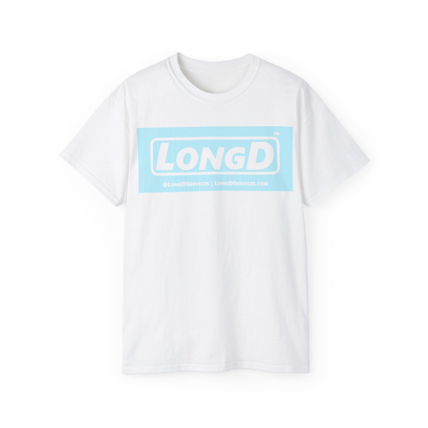 LongD® Logo Cotton Tee (Easter pastel blue in negative text)