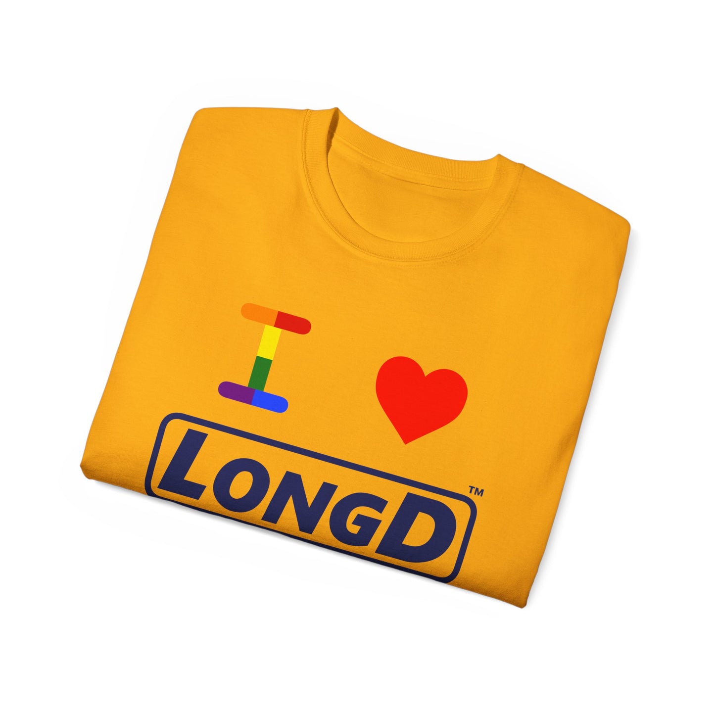 I Luv LongD® Official Logo Cotton Tee Pride rainbow "I" and positive text