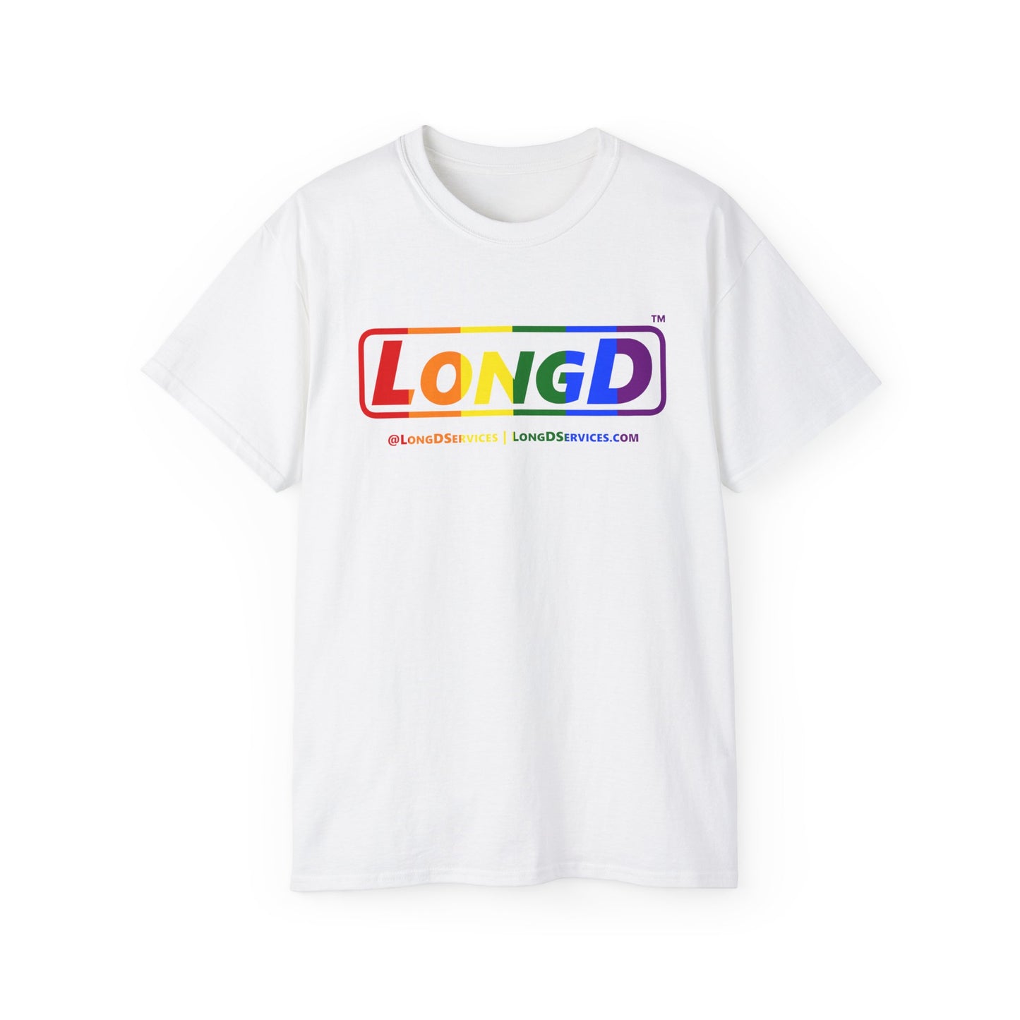 LongD® Logo Cotton Tee Pride rainbow positive text