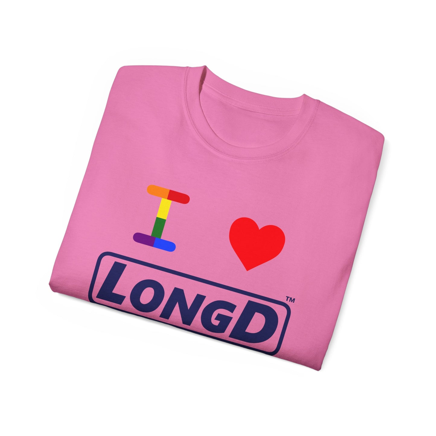 I Luv LongD® Official Logo Cotton Tee Pride rainbow "I" and positive text