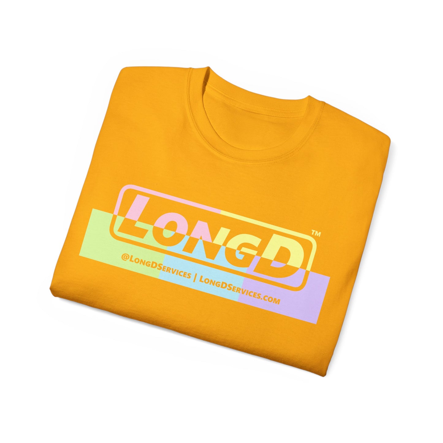LongD® Logo Cotton Tee (Easter pastel variety in positive top text and negative bottom text)