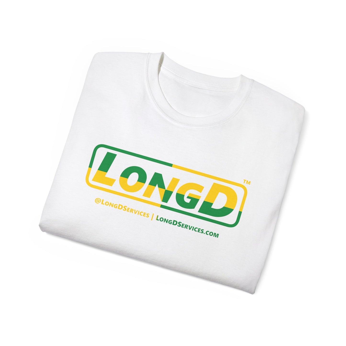 LongD® Logo Cotton Tee (St. Patrick's Day -Irish Green and Golden Yellow quarter split)