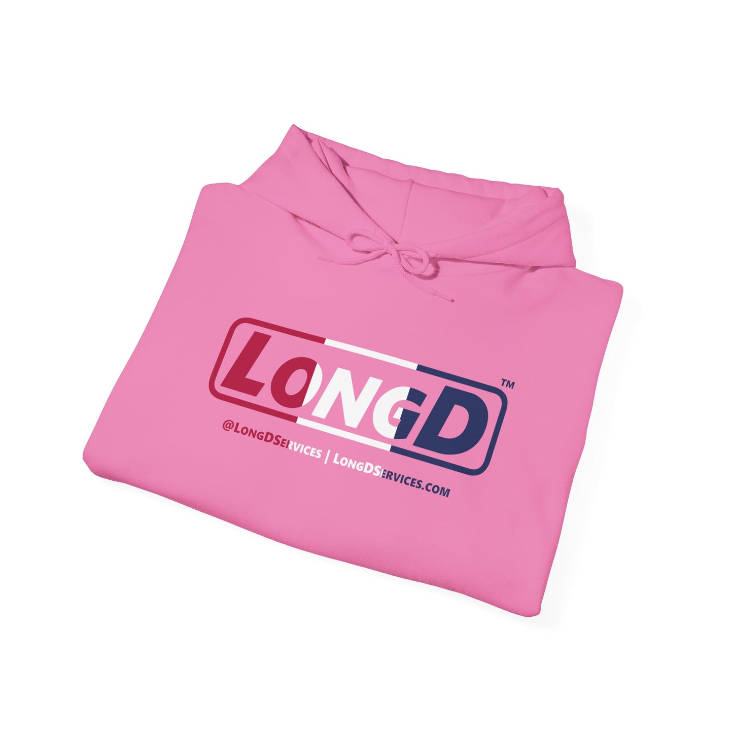 LongD® Logo Hoodie red, white and blue positive thirds
