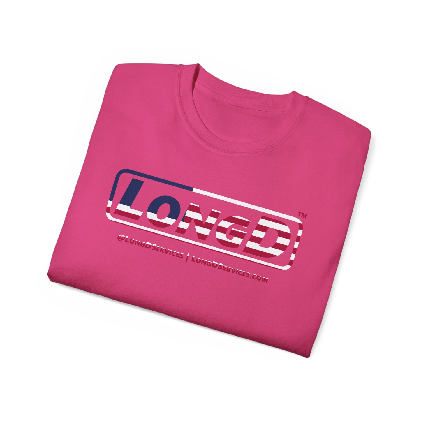 LongD® Logo Cotton Tee Red, White and Blue positive flag