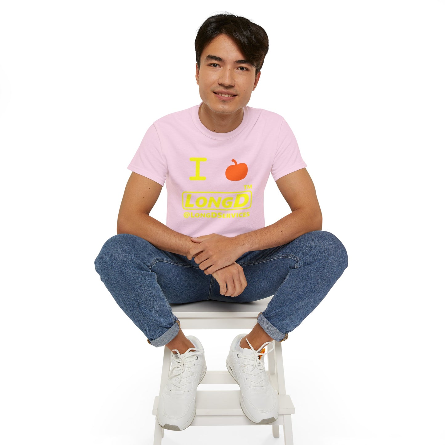 I Pumpkin LongD® Logo Cotton Tee positive yellow basic tag logo