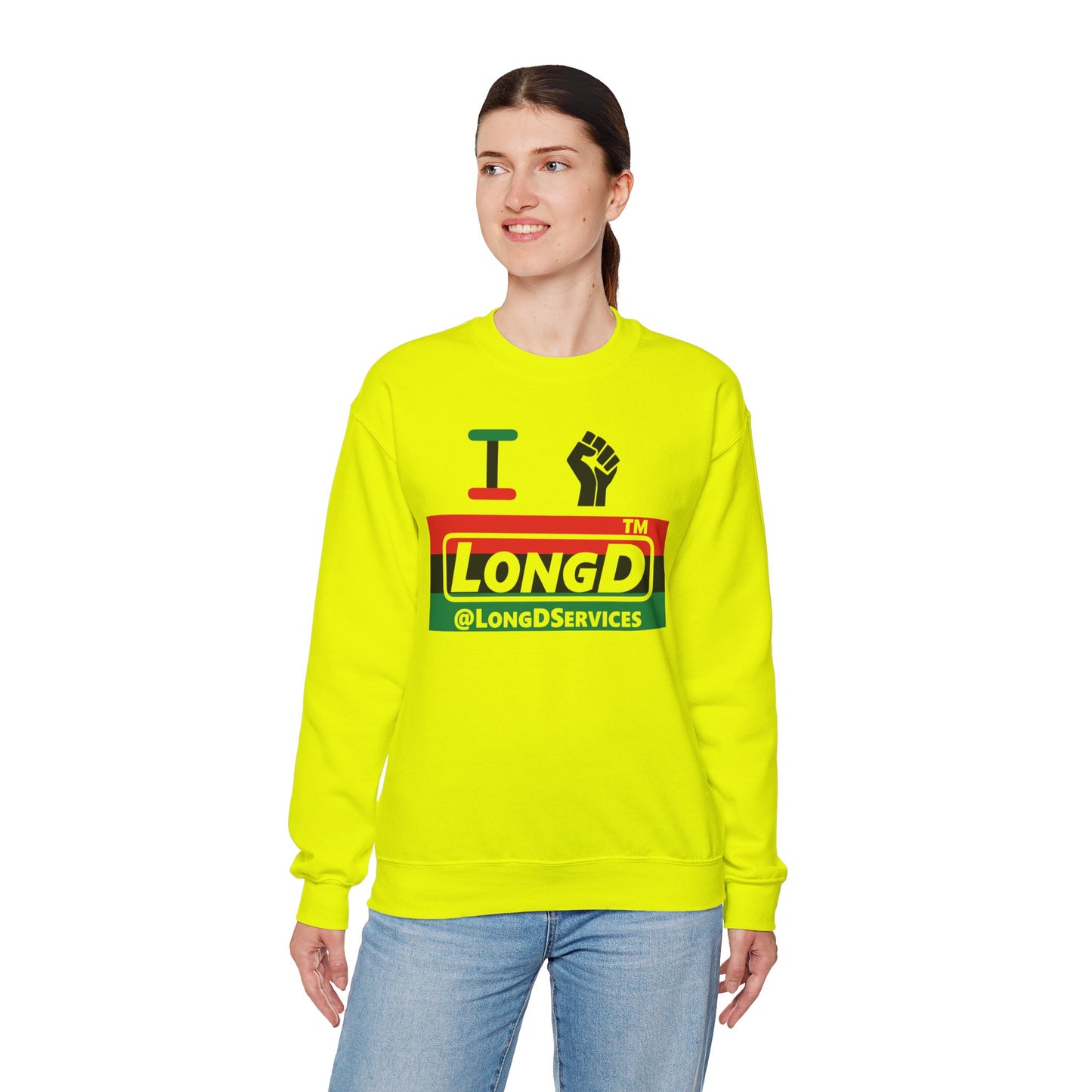 I fist LongD negative horizontal 3-striped tag logo crewneck sweatshirt
