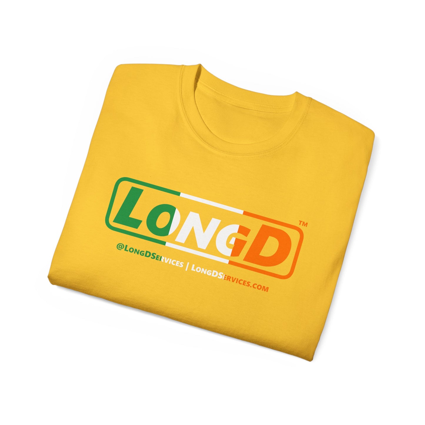 LongD® Logo Cotton Tee (St. Patrick's Day -Irish Green, White and Irish Orange thirds)