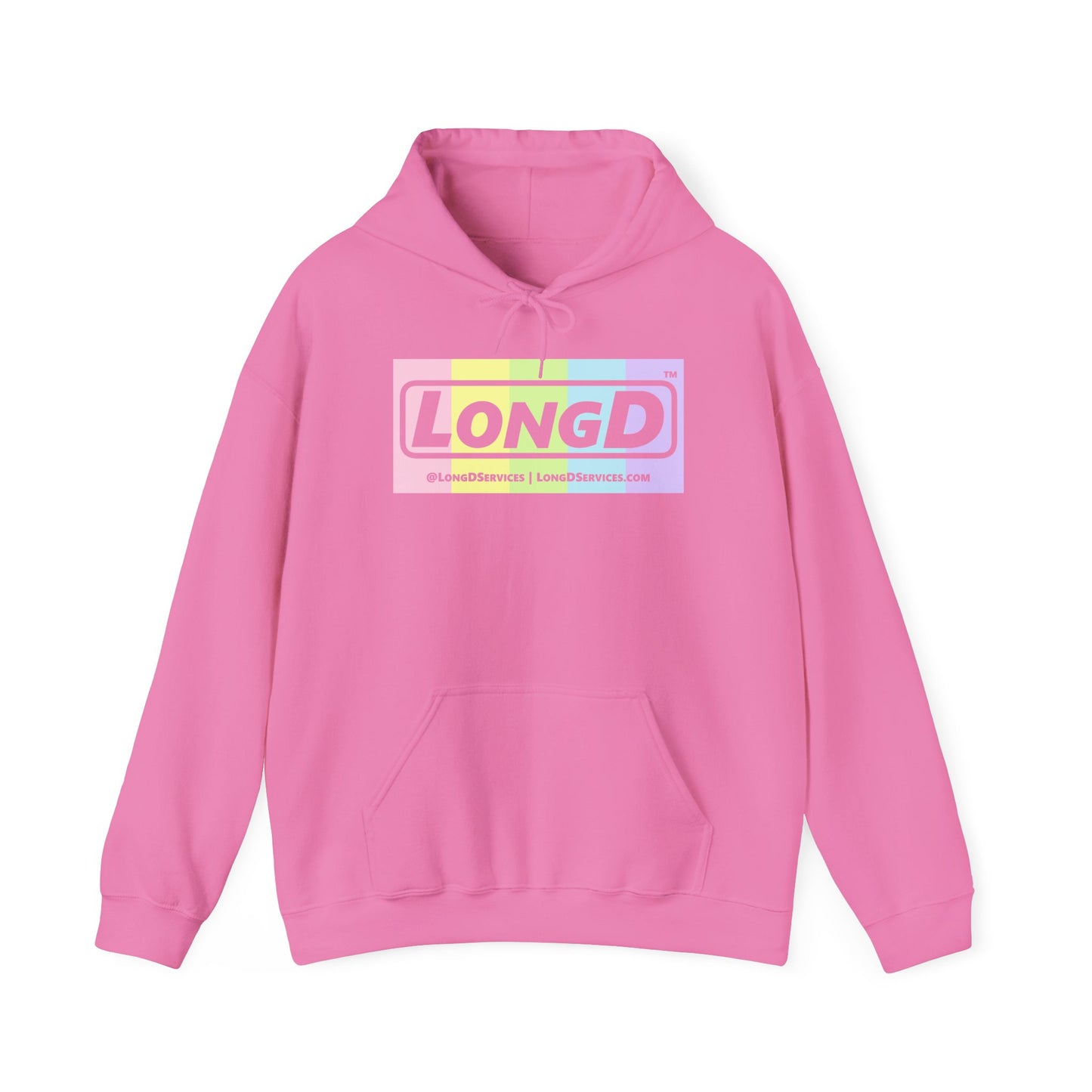 LongD® Logo Hoodie pastel spectrum negative text coloration