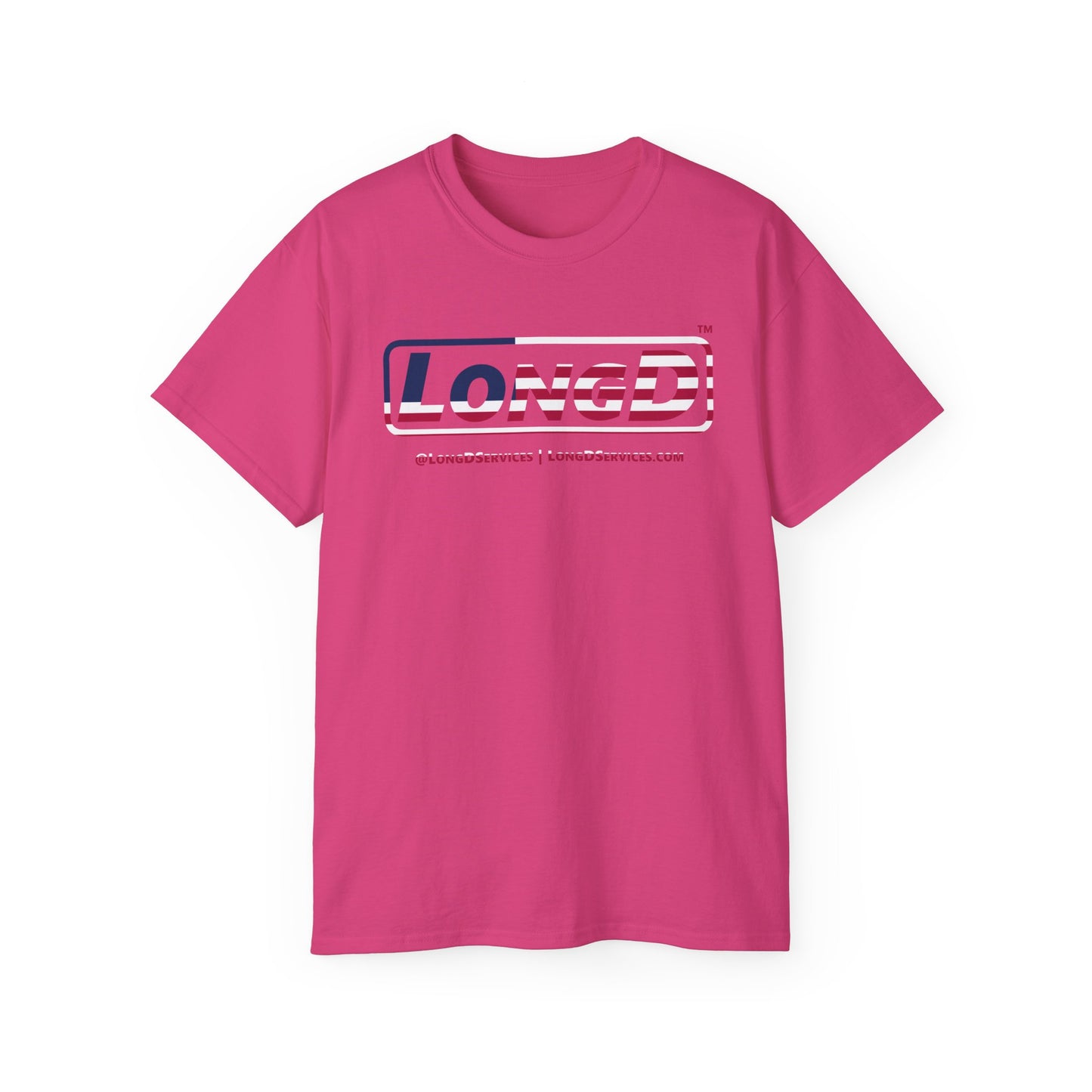 LongD® Logo Cotton Tee Red, White and Blue positive flag