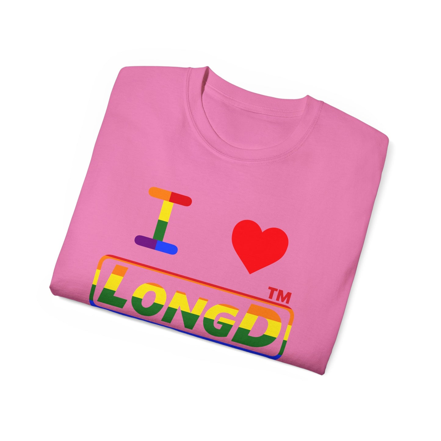 I Luv LongD positive horizontal striped Chicago logo cotton tee (Pride colors)