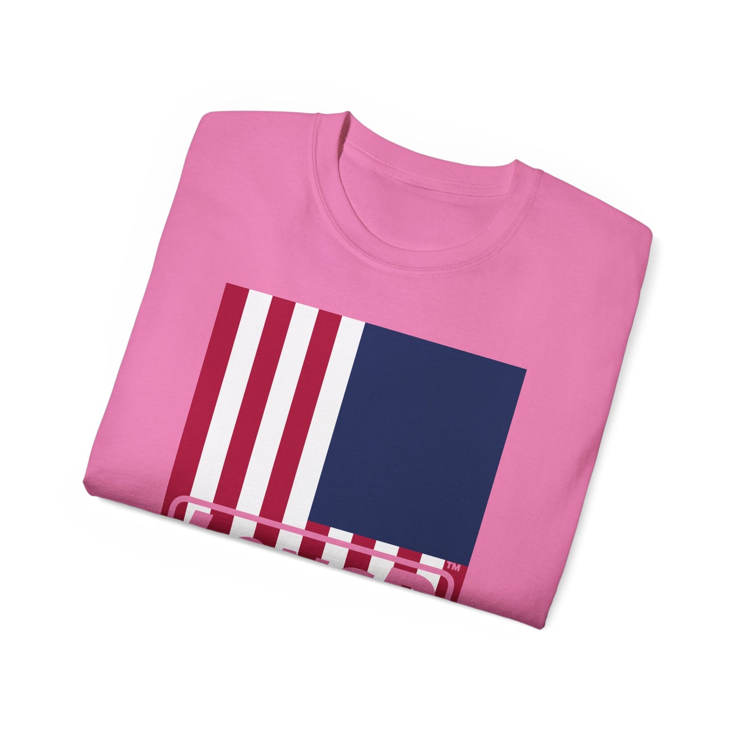 LongD® Logo Cotton Tee Red, White and Blue portrait (cropped proportions) flag negative text