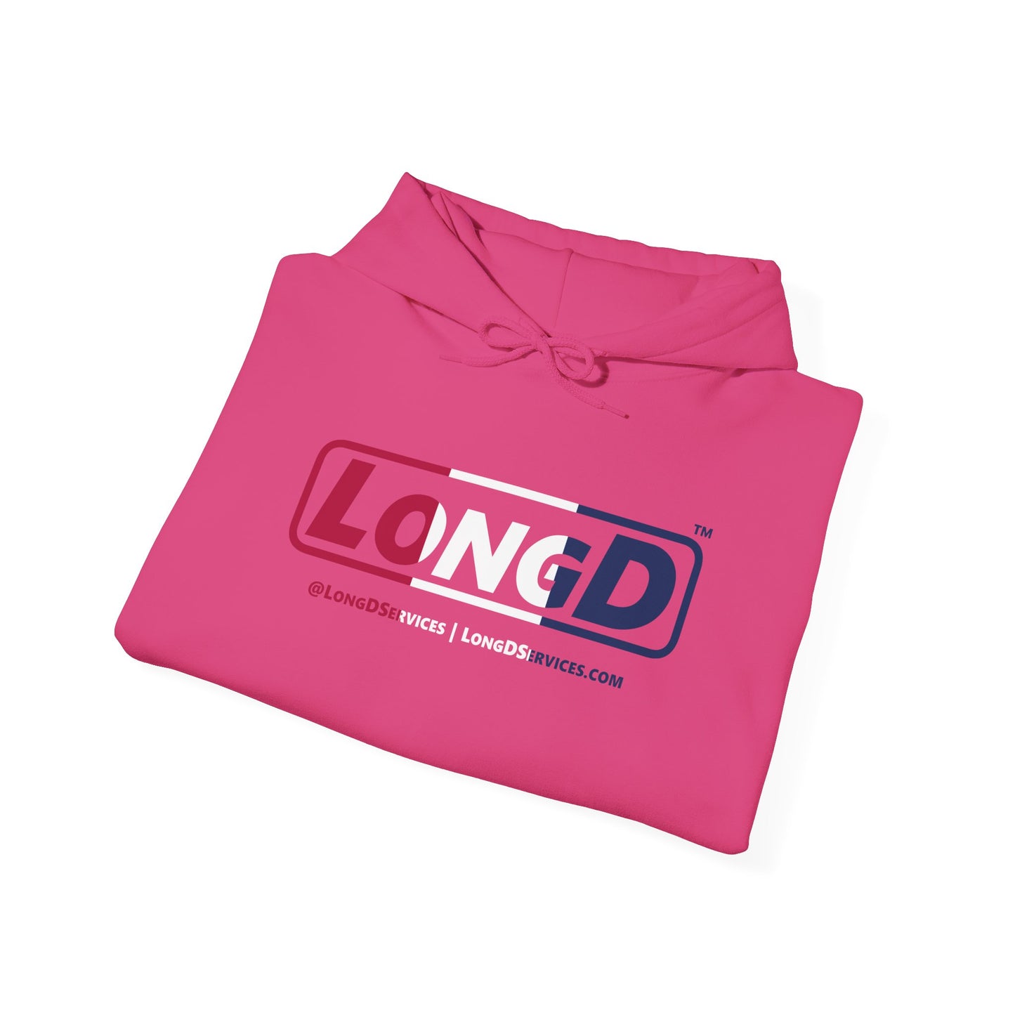 LongD® Logo Hoodie red, white and blue positive thirds
