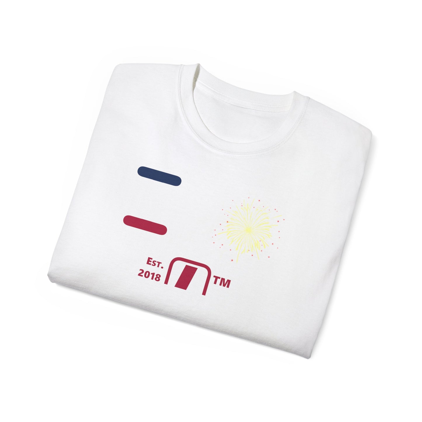 I Burst LongD cotton tee positive horizontal 6-striped Chicago upright logo (Patriotic colors)