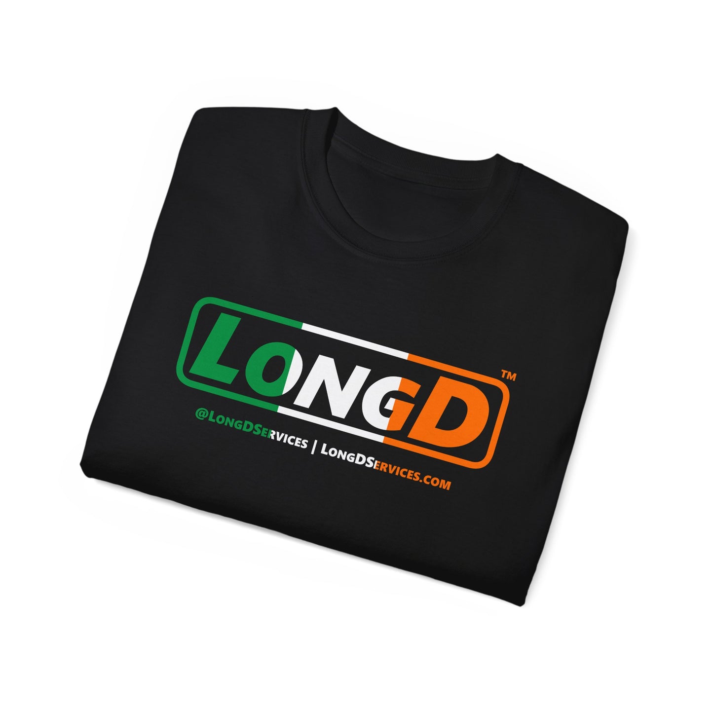 LongD® Logo Cotton Tee (St. Patrick's Day -Irish Green, White and Irish Orange thirds)