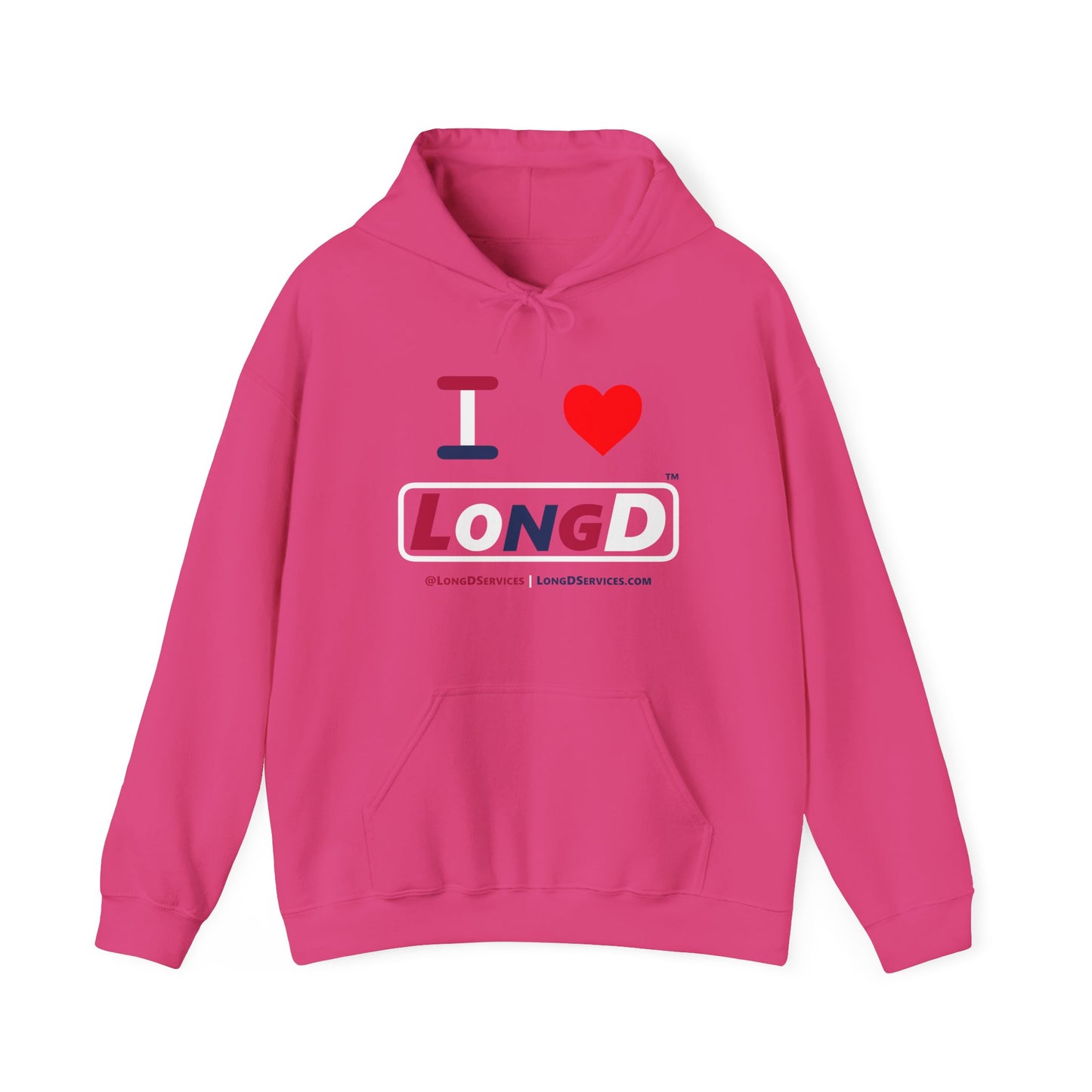 I Luv LongD® Logo Hoodie red, white and blue varied positive elements