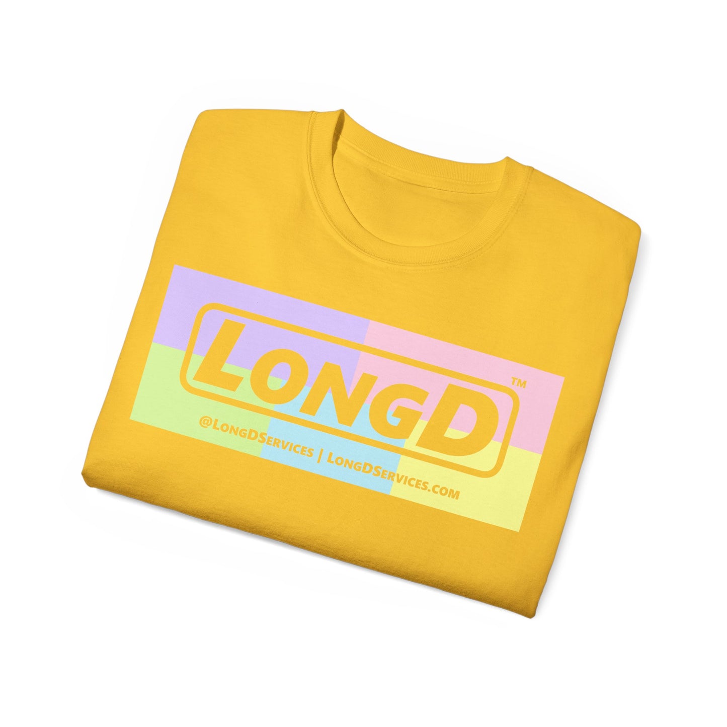 LongD® Logo Cotton Tee (Easter pastel variety in negative text)