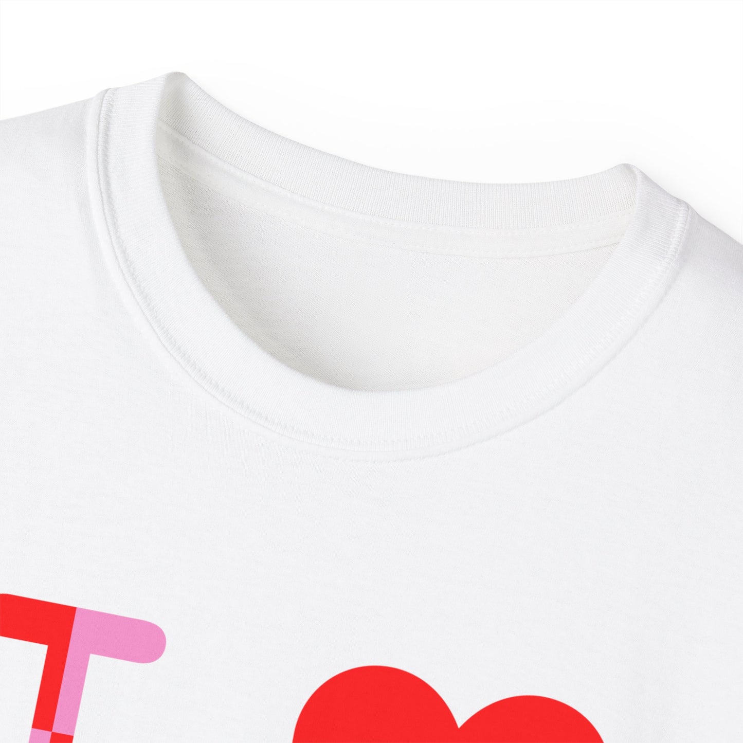 I Luv LongD Logo Cotton Tee (Valentines pink/red quarter split text)