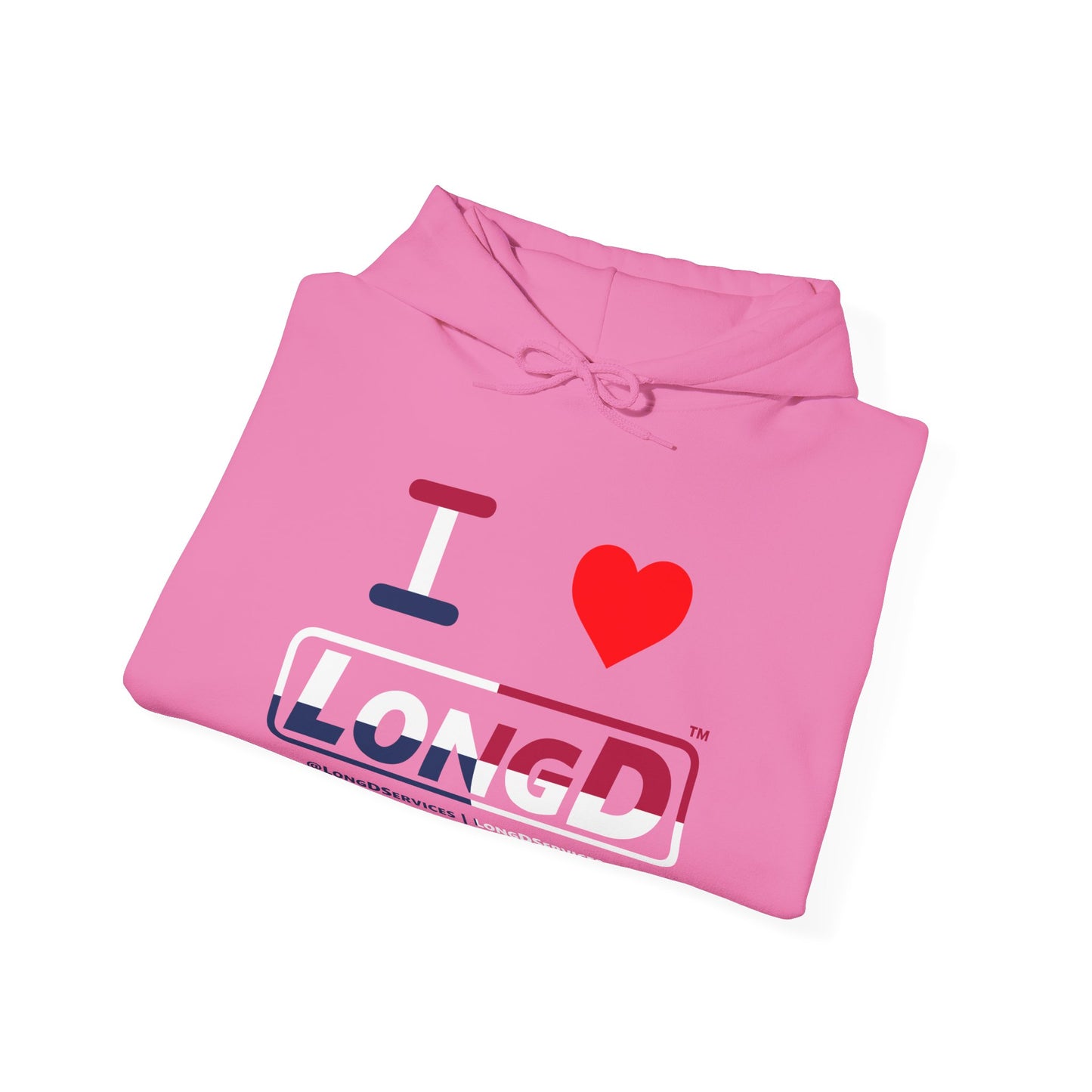I Luv LongD® Logo Hoodie red, white and blue positive quarters