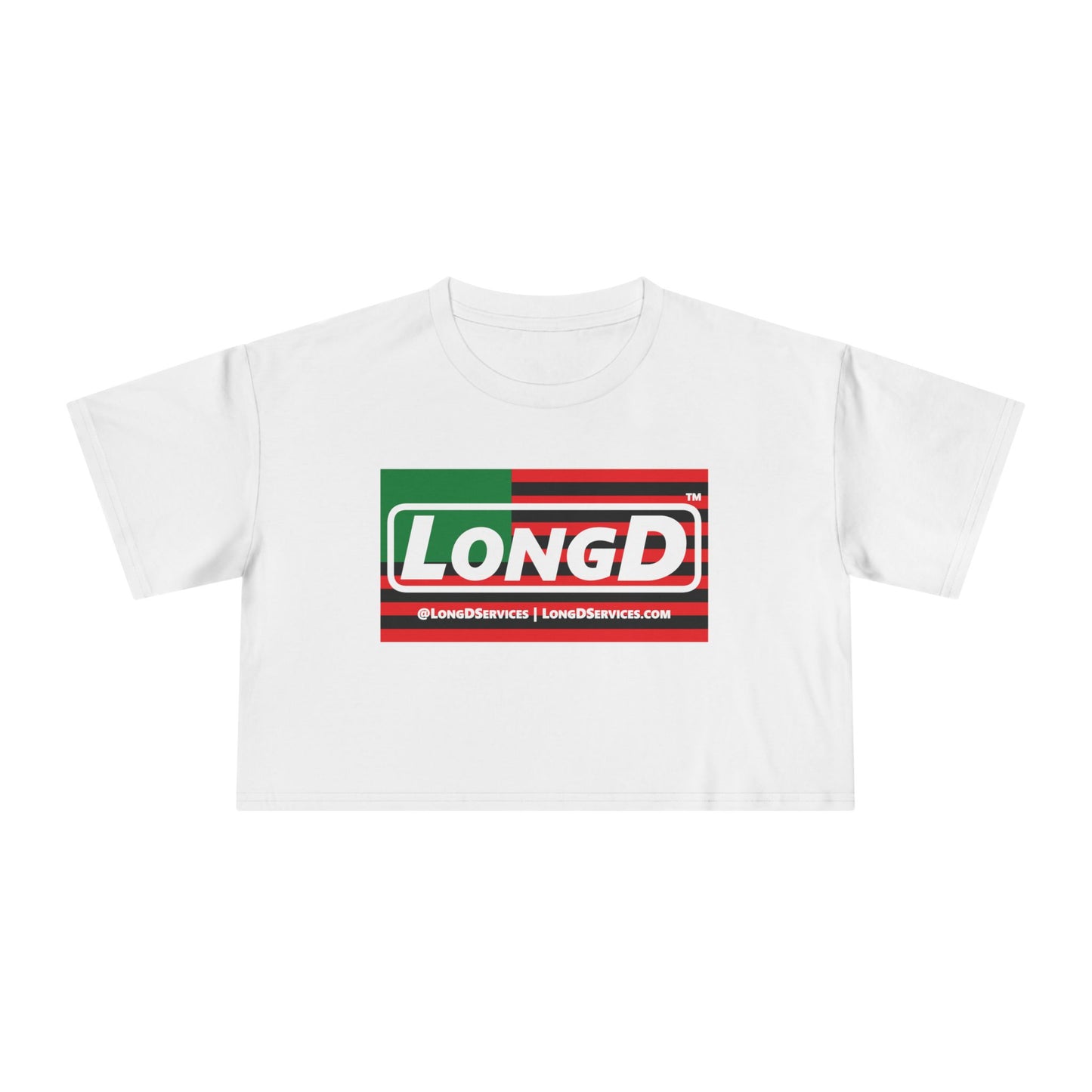 LongD Logo Women's Crop Tee (Juneteenth negative flag logo)