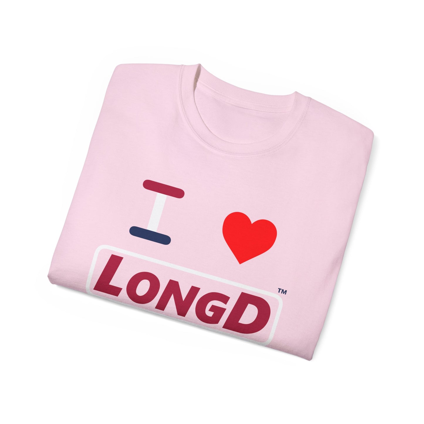 I Luv LongD® Logo Cotton Tee Red, White and Blue positive elements text
