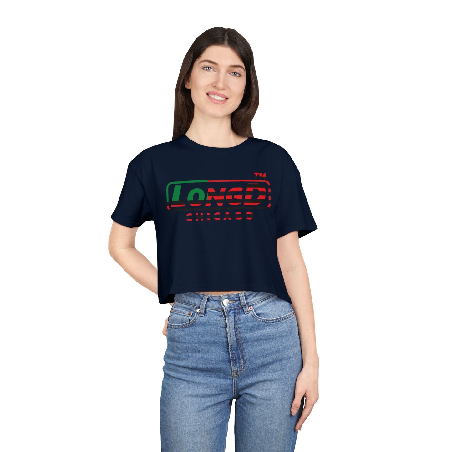 LongD positive flag Chicago logo crop tee (Juneteenth colors)