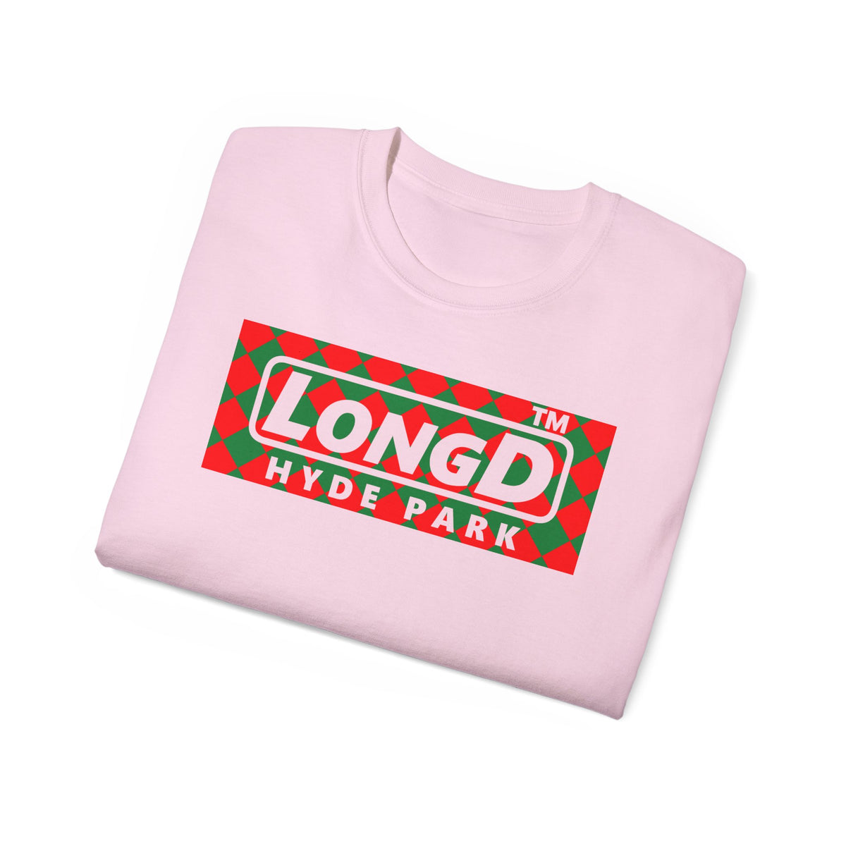 LongD Hyde Park negative argyle logo (Xmas colors) cotton tee