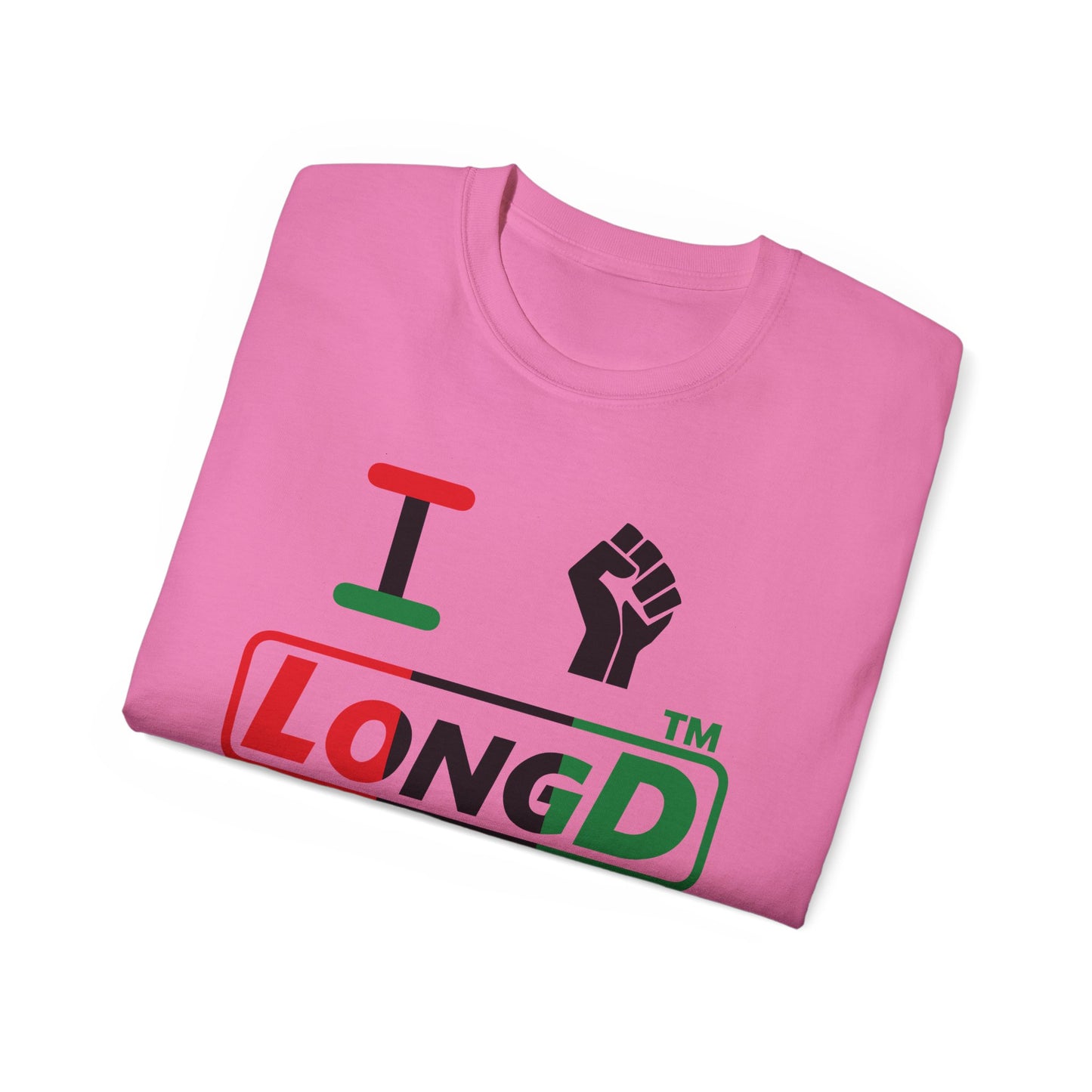 I fist LongD positive vertical 3-striped tag logo cotton tee