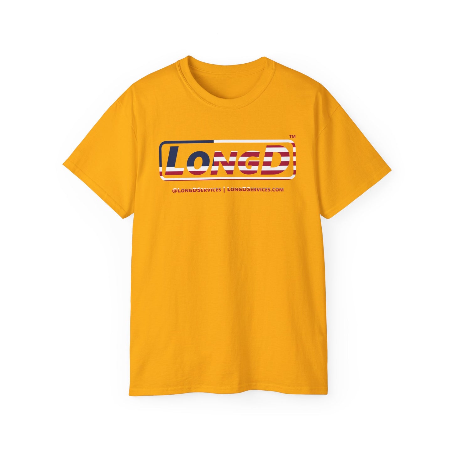 LongD® Logo Cotton Tee Red, White and Blue positive flag