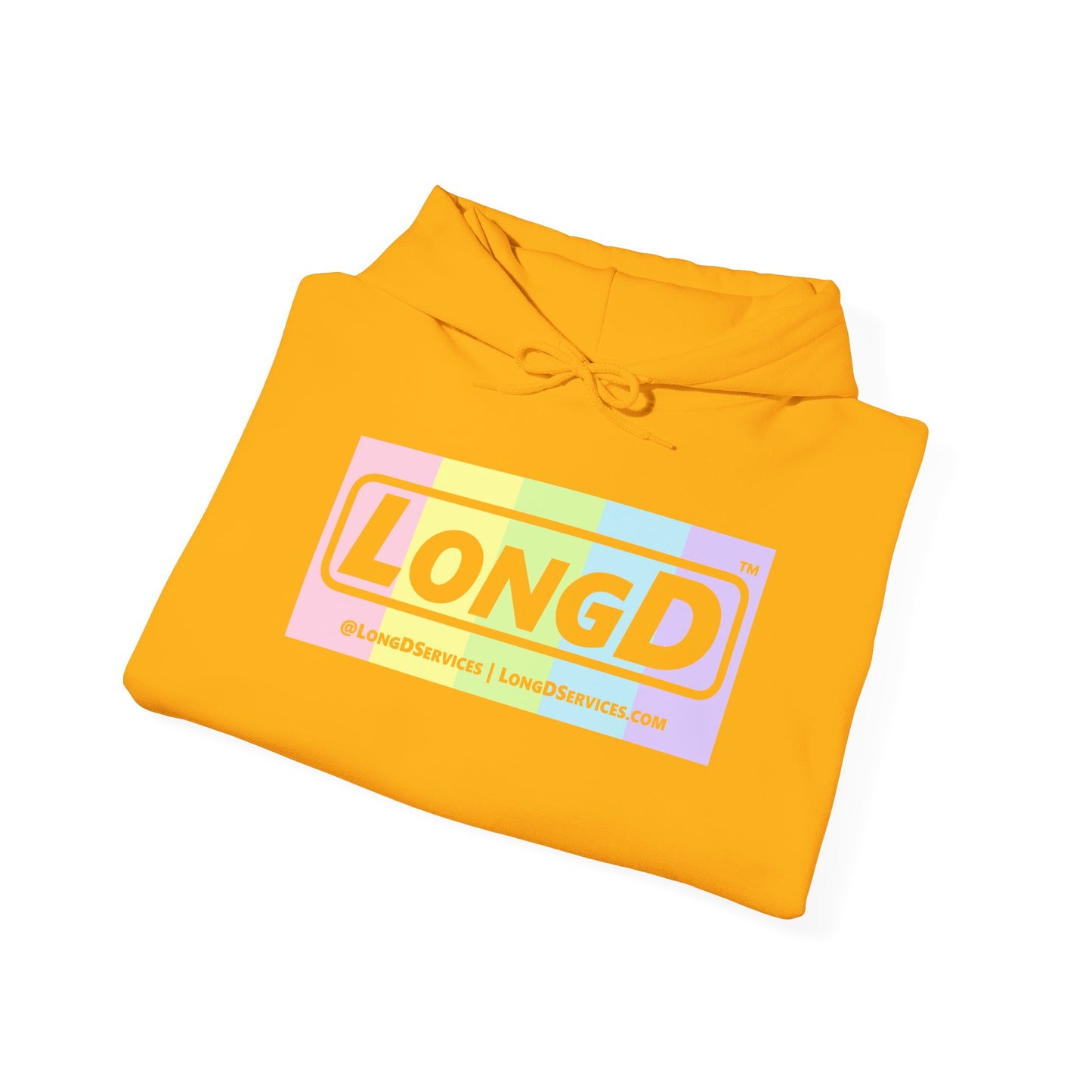 LongD® Logo Hoodie pastel spectrum negative text coloration