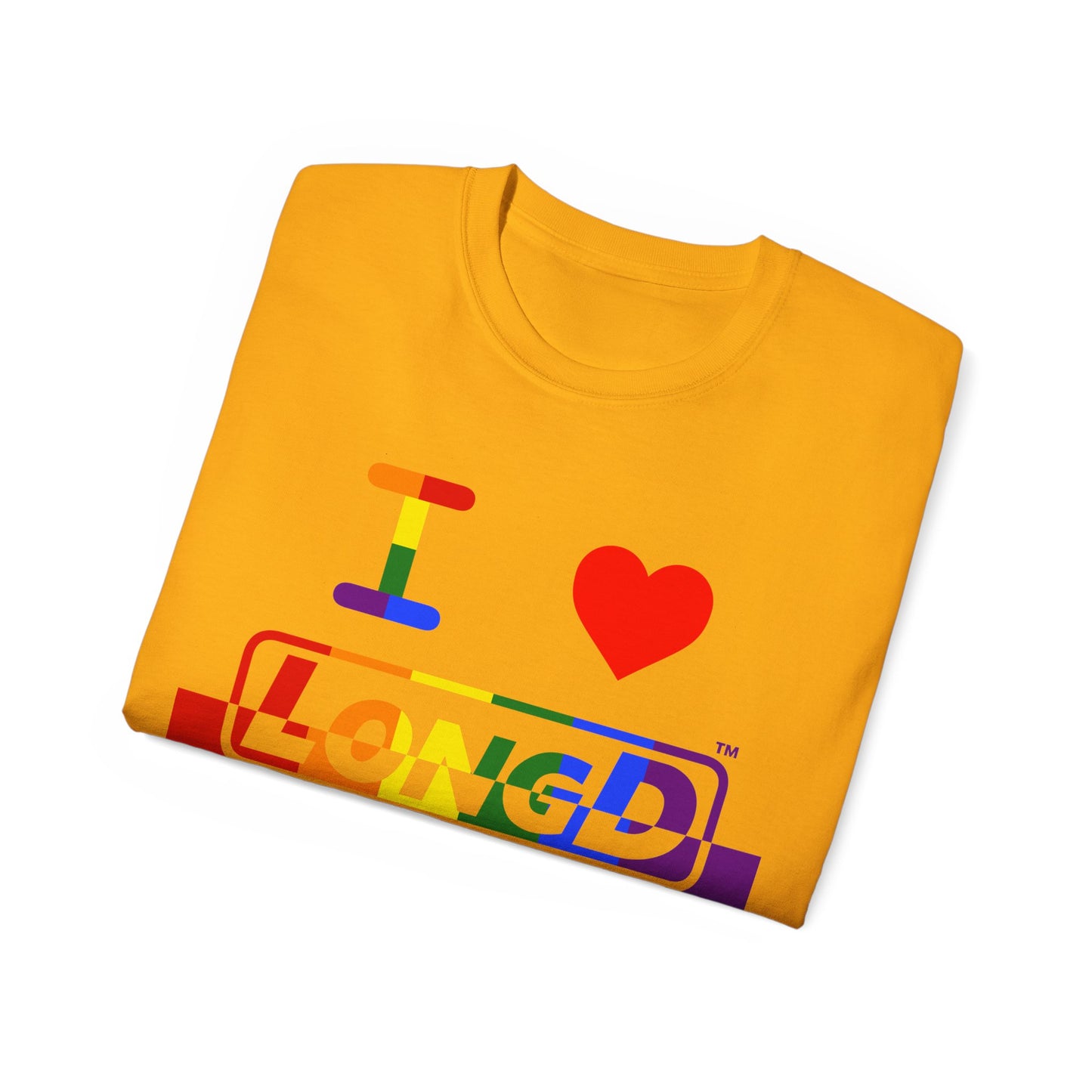 I Luv LongD® Logo Cotton Tee Pride rainbow positive top negative bottom text