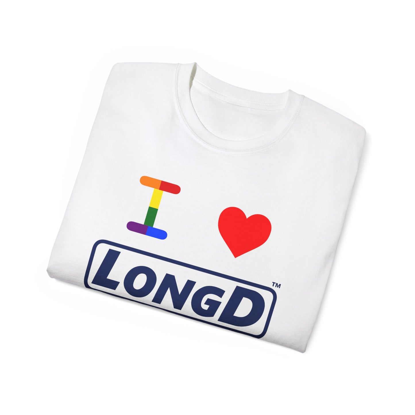 I Luv LongD® Official Logo Cotton Tee Pride rainbow "I" and positive text