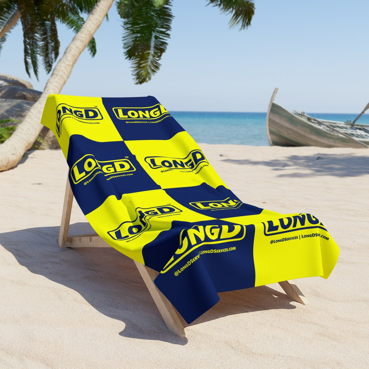 LongD Parallel Mixed Grid Logo Beach Towel