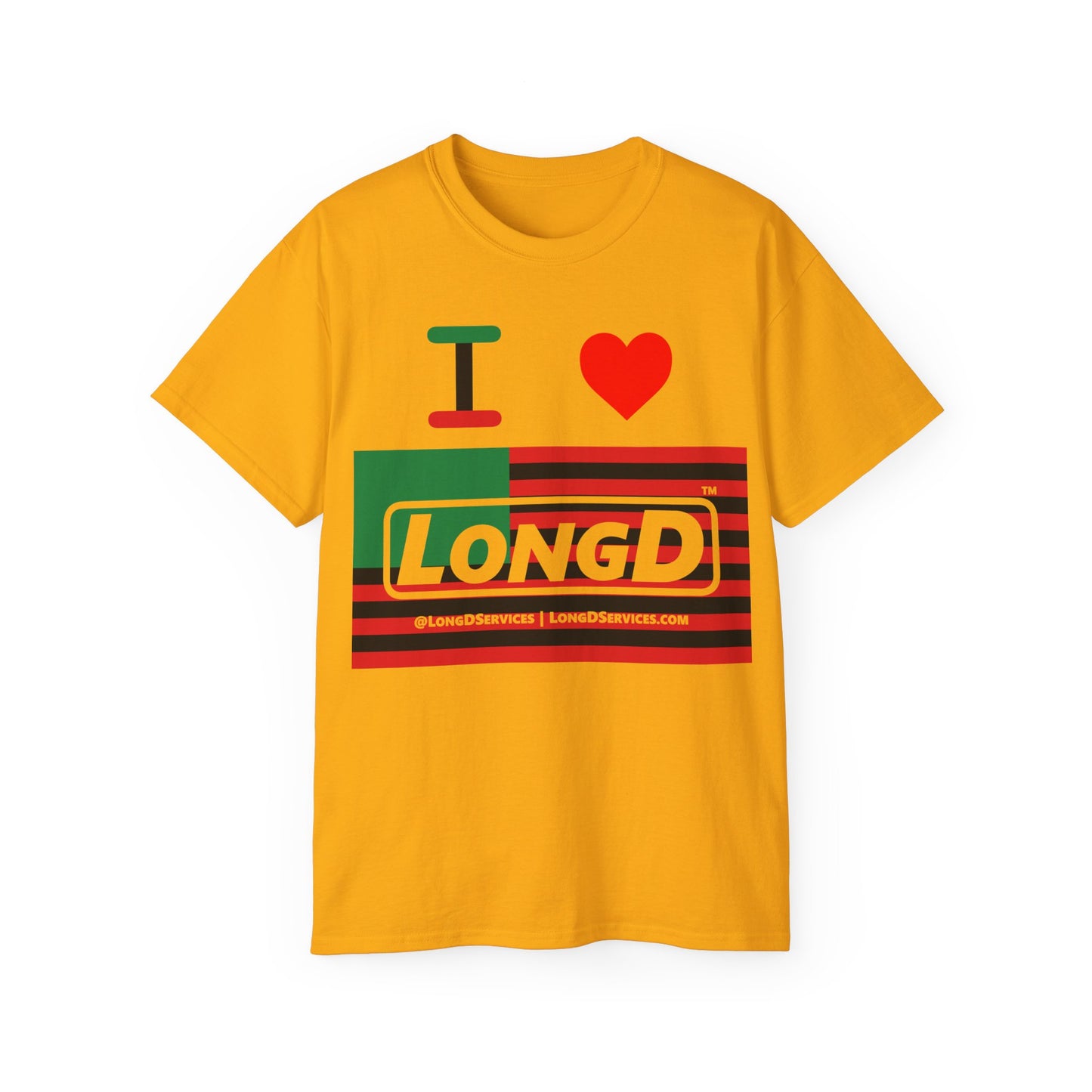 I Luv LongD® Logo Cotton Tee Juneteenth negative flag