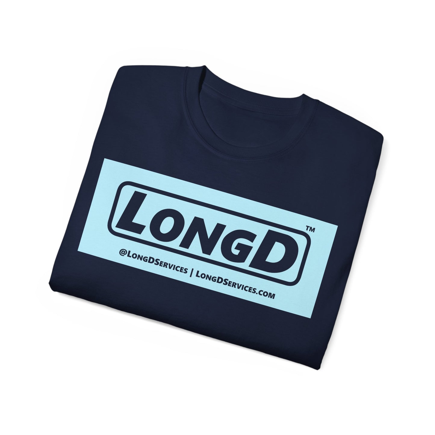 LongD® Logo Cotton Tee (Easter pastel blue in negative text)