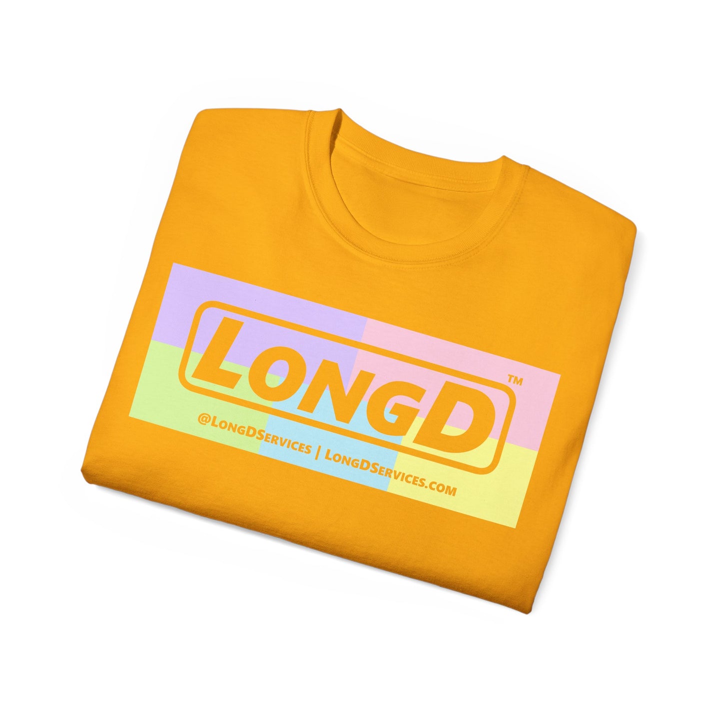 LongD® Logo Cotton Tee (Easter pastel variety in negative text)